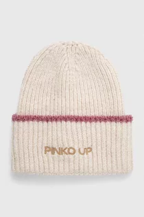 Czapki dla dzieci - Pinko Up czapka z domieszką wełny dziecięca kolor beżowy z grubej dzianiny - grafika 1