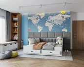 Łóżka dla dzieci i młodzieży - Łóżko tapicerowane HARPER TRINITY składane, z szufladami i materacem - 80x200 - TRINITY - Szary - miniaturka - grafika 1