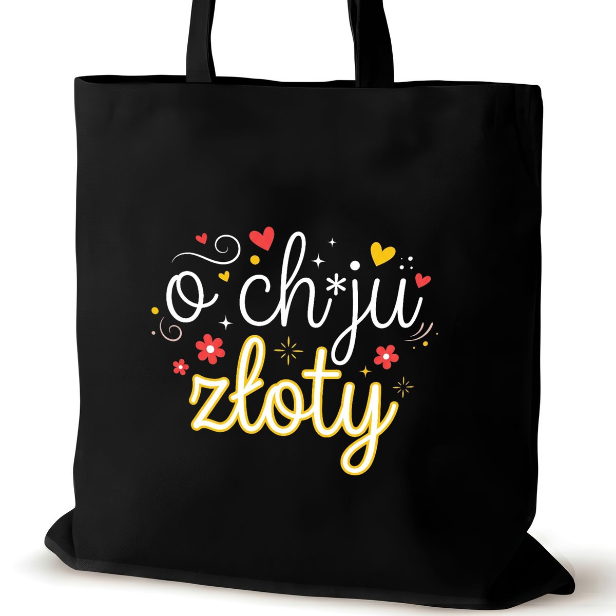 Torba bawełniana czarna dla VIRAL na ramię nadrukiem duża biura śmieszna