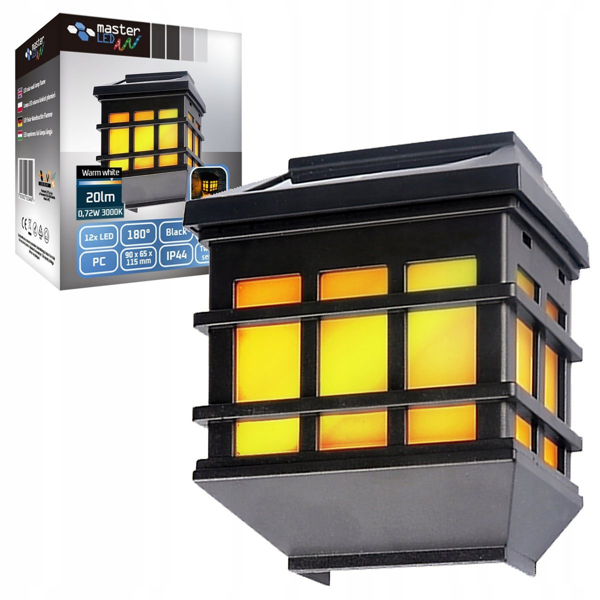LAMPA LED SOLARNA elewacyjna uliczna Z CZUJNIKIEM OGRODOWA ZEWNĘTRZNA