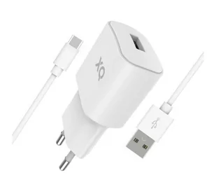 Xqisit USB A 2,4 A + kabel USB-C 1m (biały) - Ładowarki do telefonów - miniaturka - grafika 1