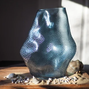 Duży wazon w stylu morskim- błękitny, szkło, struktura, 25cm x 30cm - Wazony i flakony Duży wazon w stylu morskim- błękitny, szkło, struktura, 25cm x 30cm - Wazony i flakony - miniaturka - grafika 1