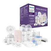 Laktatory - Philips Avent Electric Breast Pump Gift Set - Single Breast Pump, Baby Bottles, Milk Storage Cups, Pacifiers, BPA Free (Model SCD340/31-Starter set) - miniaturka - grafika 1