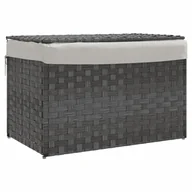 Kosze na bieliznę - vidaXL Kosz na pranie z pokrywą Szary 55,5x35x34 cm Poli rattan - miniaturka - grafika 1