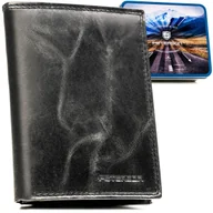 Portfele - Portfel męski skórzany elegancki klasyczny RFID Peterson ze skóry naturalnej pudełko na prezent czarny - miniaturka - grafika 1