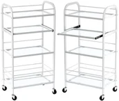 Meble kosmetyczne - Pomocnik kosmetyczny fryzjerski do salonu 1018W uniwersalna szafka wózek stolik na kółkach z czterema półkami - miniaturka - grafika 1