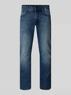 Spodnie męskie - Jeansy o kroju comfort tapered fit z 5 kieszeniami - miniaturka - grafika 1