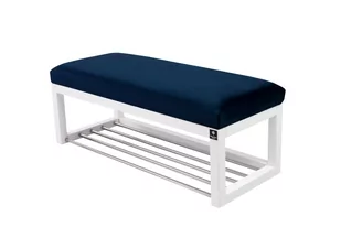 Ławka na buty LPG-4 75cm EMRAWOOD drewno lite kolor biały siedzisko gładkie kolor granatowy - Ławki do przedpokoju Ławka na buty LPG-4 75cm EMRAWOOD drewno lite kolor biały siedzisko gładkie kolor granatowy - Ławki do przedpokoju - miniaturka - grafika 1