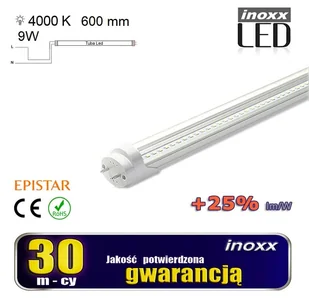 Świetlówka led 60cm 9w t8 4000k g13 neutralna przezroczysta jednostronna - Świetlówki - miniaturka - grafika 1