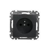 Gniazdka elektryczne - Gniazdo pojedyncze z uziemieniem Schneider Sedna Design SDD114012 z przesłonami zaciski bezgwintowe czarny antracyt Design  Elements w - miniaturka - grafika 1