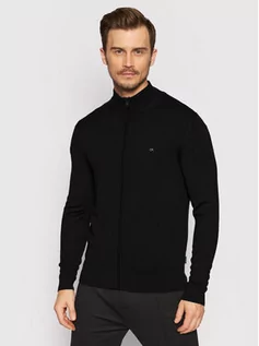 Swetry damskie - Calvin Klein Kardigan Es Superior Wool Zip Thru Jacket K10K108196 Czarny Regular Fit - grafika 1