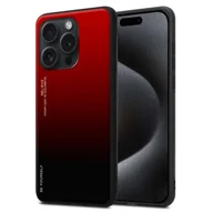 Etui i futerały do telefonów - Etui Cadorabo do Apple iPhone 15 PRO w kolorze CZERWONYM - CZARNYM Dwukolorowe etui ochronne wykonane ze szkła hartowanego i silikonowej nakładki TPU na telefon komórkowy - miniaturka - grafika 1