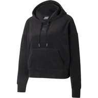 Bluzy damskie - Bluza z kapturem damska Puma HER VELOUR czarna 58952001-S - miniaturka - grafika 1