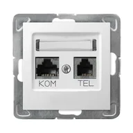 Gniazdka elektryczne - Ospel Impresja biały - gniazdo telefoniczno-komputerowe GPKT-Y/K/m/00 - miniaturka - grafika 1