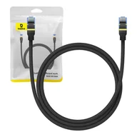Kable miedziane - Kabel sieciowy w oplocie kat. 7 Baseus Ethernet RJ45, 10Gbps, 1m (czarny) - miniaturka - grafika 1