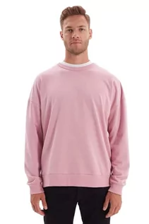 Bluzy męskie - TRENDYOL Męska bluza z mieszanki bawełny - różowa - regularna S różowa, różowy, S - grafika 1