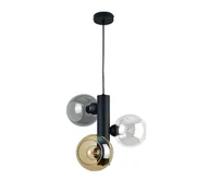 Lampy sufitowe - Żyrandol na lince TUBE 3xE27/60W/230V czarny/dymna czarny/dymna beżowy/przezroczysty - miniaturka - grafika 1