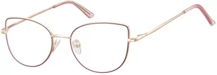 Sunoptic Okulary oprawki korekcyjne kocie oczy zerówki L119E złoto-bordowe - Okulary korekcyjne, oprawki, szkła - miniaturka - grafika 1