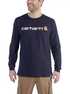 Koszulki sportowe męskie - Koszulka męska z długim rękawem Carhartt Relaxed Fit Heavyweight Long-Sleeve Logo Graphic Navy - grafika 1