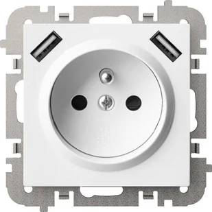 Elektro-Plast SANTRA gniazdo 2P+Z 2xUSB Zasilające bez ramki podtynkowe biały 4188-10 - Gniazdka elektryczne - miniaturka - grafika 1