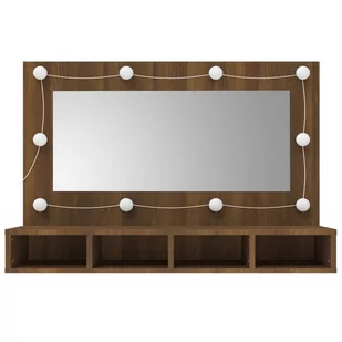 Lumarko Szafka z lustrem i LED, brązowy dąb, 90x31,5x62 cm - Toaletki - miniaturka - grafika 5
