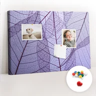 Tablice i flipcharty - Szkolna Tablica korkowa 60x40 cm, Kolorowe Pinezki, wzór Liście natura - miniaturka - grafika 1