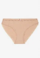 Majtki damskie - Beżowe Majtki Figi z Bawełny Ozdobione Kokardą i Koronką Zeterie - miniaturka - grafika 1