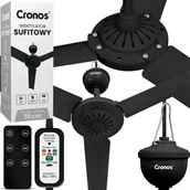 Wentylatory sufitowe - Wentylator Sufitowy Cronos Fc11-70 70Cm Czarny + Pilot - miniaturka - grafika 1