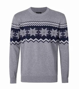 Sweter męski dzianinowy okrągły dekolt wzór romby i fale R. XXL - SZARY - Swetry męskie Sweter męski dzianinowy okrągły dekolt wzór romby i fale R. XXL - SZARY - Swetry męskie - miniaturka - grafika 1