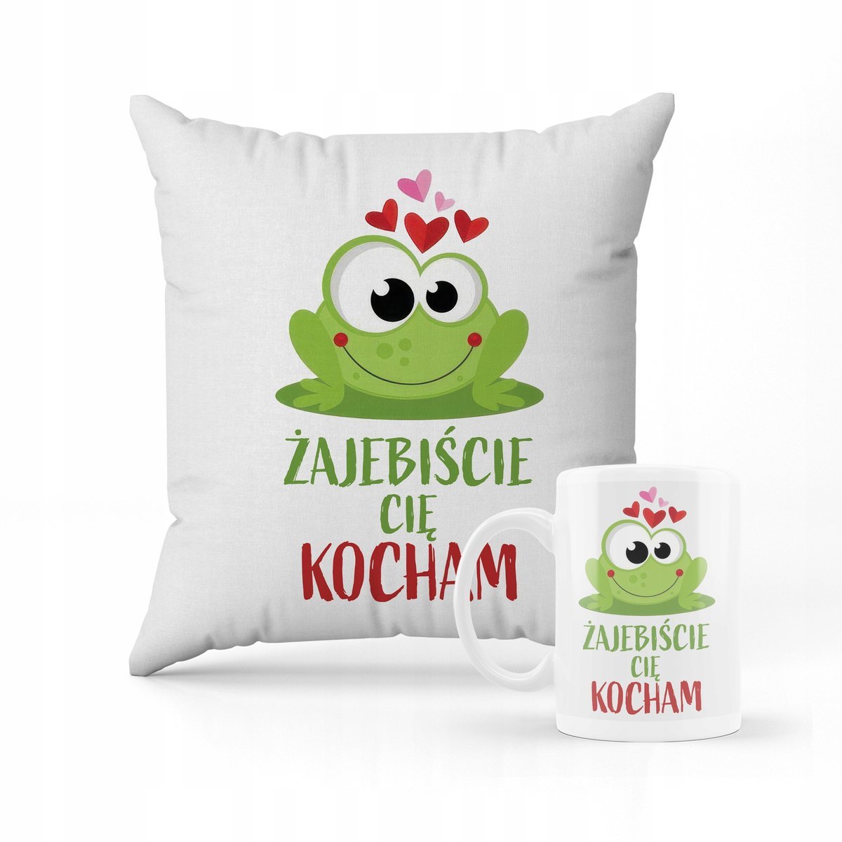 ZESTAW PODUSZKA + KUBEK PREZENT NA WALENTYNKI ŻAJEBIŚCIE CIĘ KOCHAM #26