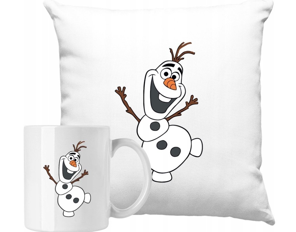 ZESTAW PODUSZKA + KUBEK Bałwan Olaf Frozen Strażak Pomysł Na Prezent +IMIĘ