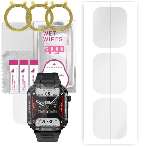 3x folia ochronna hydrożelowa do Rubicon RNCF07 - apgo Smartwatch Hydrogel Protection Ochrona na ekran smartwatcha