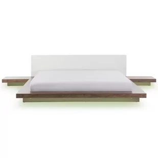 Beliani Łóżko z LED 180 x 200 cm Brązowe ZEN - Łóżka - miniaturka - grafika 1
