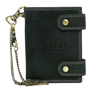 WILD skórzany porfel męski 2901-BIC z łańcuchem czarny 2901-BIC - Portfele - miniaturka - grafika 1