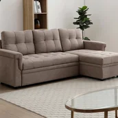 Sofy i kanapy - Kanapa narożna rozkładana dwustronna w kolorze taupe DERAMOP - miniaturka - grafika 1