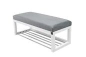 Ławki do przedpokoju - Ławka na buty LPG-4 110cm EMRAWOOD drewno lite kolor biały siedzisko gładkie kolor popiel - miniaturka - grafika 1