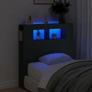 vidaXL Wezgłowie łóżka z LED, czarne, 100x18,5x103,5 cm - Pozostałe meble ogrodowe - miniaturka - grafika 1