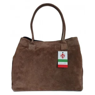 Duża włoska torba XL- A4 , worek na ramię , zamsz naturalny Vera Pelle ,Beżowa WGXL5T - Torebki damskie - miniaturka - grafika 1