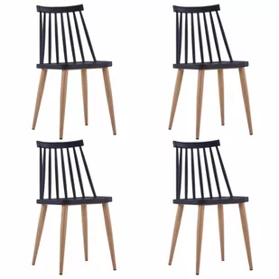 vidaXL Krzesła jadalniane, 4 szt., czarne, plastik i stal - Krzesła - miniaturka - grafika 1