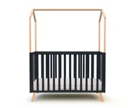 Łóżeczka i kojce - Rozkładane łóżko kabinowe dla dzieci z lakierowanego drewna bukowego i grafitowo-szarego 60 x 120 cm - miniaturka - grafika 1