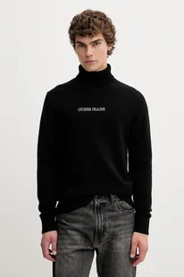 Guess Jeans sweter z dodatkiem wełny męski kolor czarny ciepły z golferm M5BR58 Z0561 - Swetry męskie - miniaturka - grafika 1