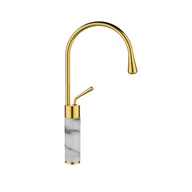 Baterie umywalkowe - Bateria umywalkowa złota Stone Invena - miniaturka - grafika 1