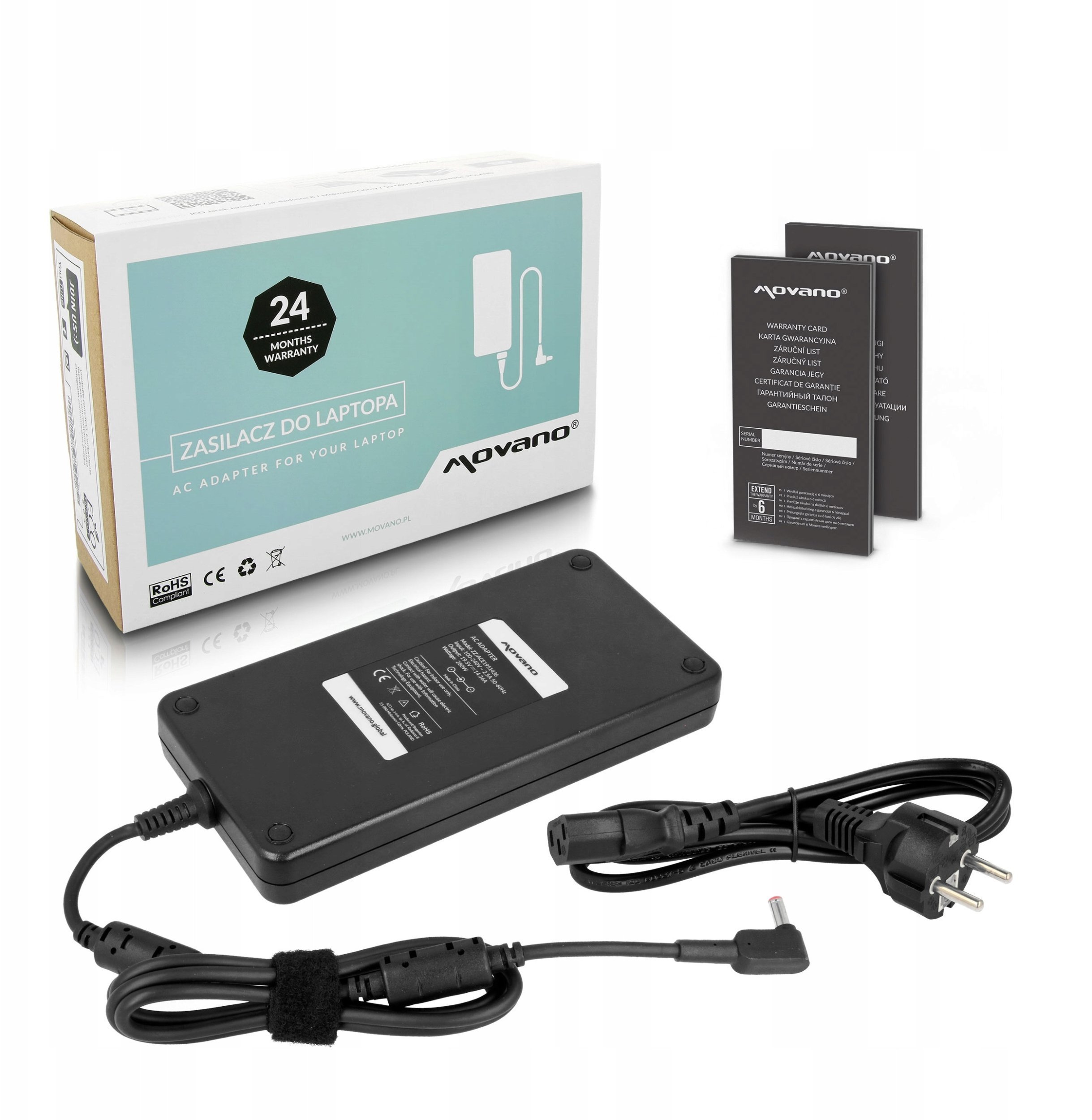Zasilacz Movano 19.5v 14.36a 5.5x1.7 280W do Acer