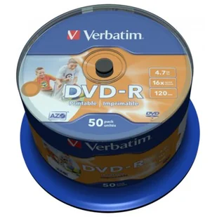 Verbatim DVD-R 16x 4.7GB (Cake 50) WIDE PRINTABLE NDVMVRB00410 [132695] - Nośniki danych - miniaturka - grafika 1