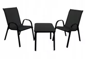 Meble ogrodowe - ZESTAW MEBLI OGRODOWYCH BALKON TARAS STÓŁ STOLIK 2x KRZESŁA MALAGA CZARNY - miniaturka - grafika 1