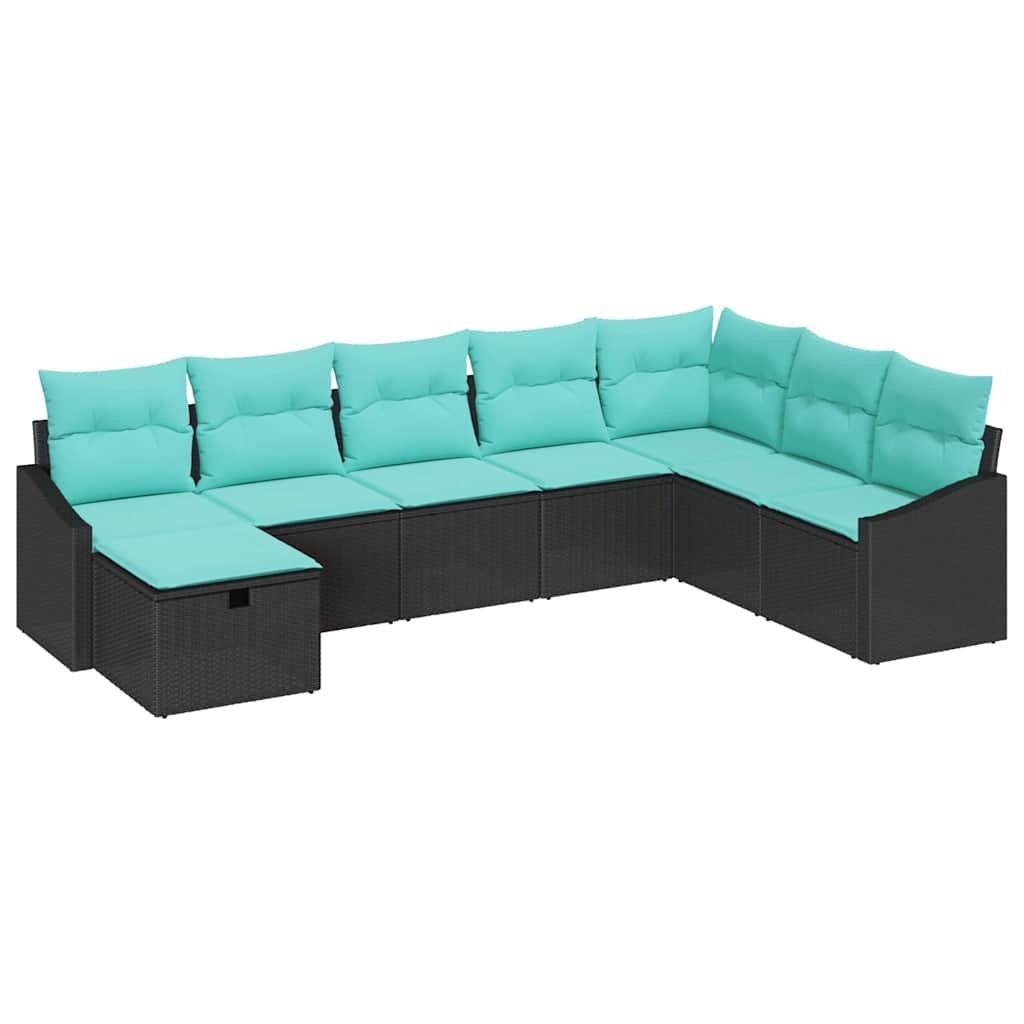 vidaXL Zestaw Sof na Ogród z poduszką 8 pcs Czarny Polirattan