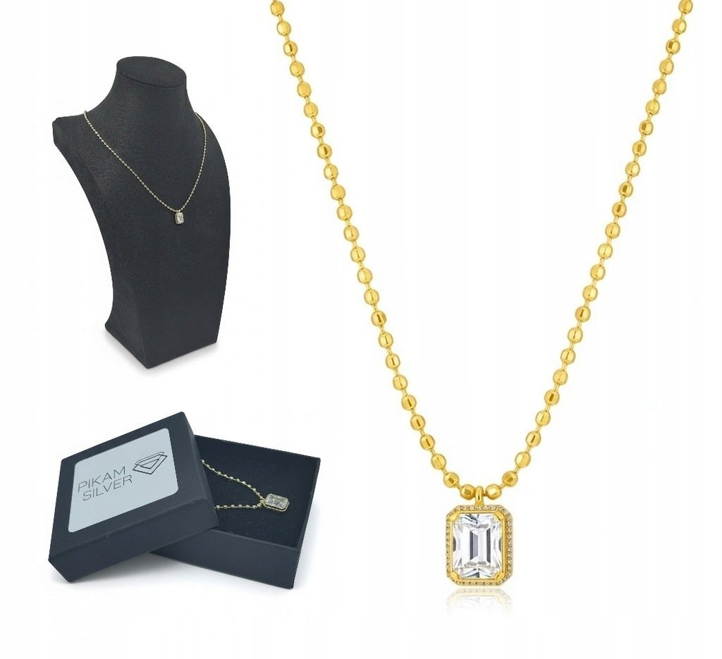 Naszyjnik Miedź Pozłacana Z Wisiorkiem Z Cyrkonią Elegancki Na Prezent