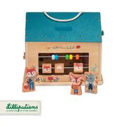 Zabawki interaktywne dla dzieci - Drewniana rozkładana Szkoła z 3 figurkami i akcesoriami 3+ Lilliputiens - miniaturka - grafika 1
