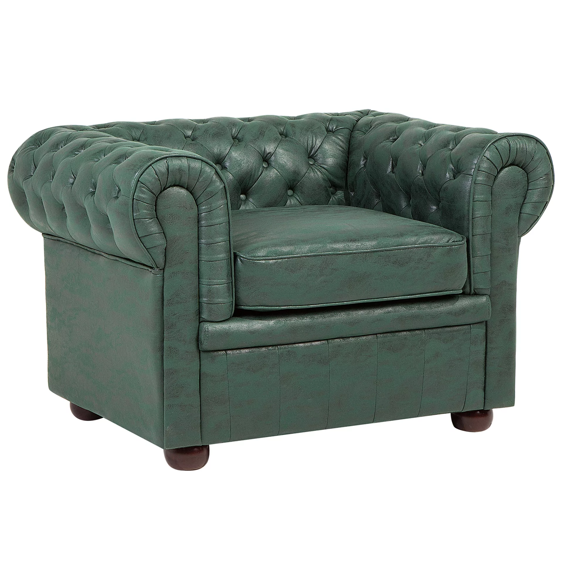 Beliani Fotel tapicerowany zielony CHESTERFIELD