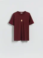 Moda i Uroda OUTLET - Reserved - T-shirt ze świątecznym nadrukiem - bordowy - miniaturka - grafika 1